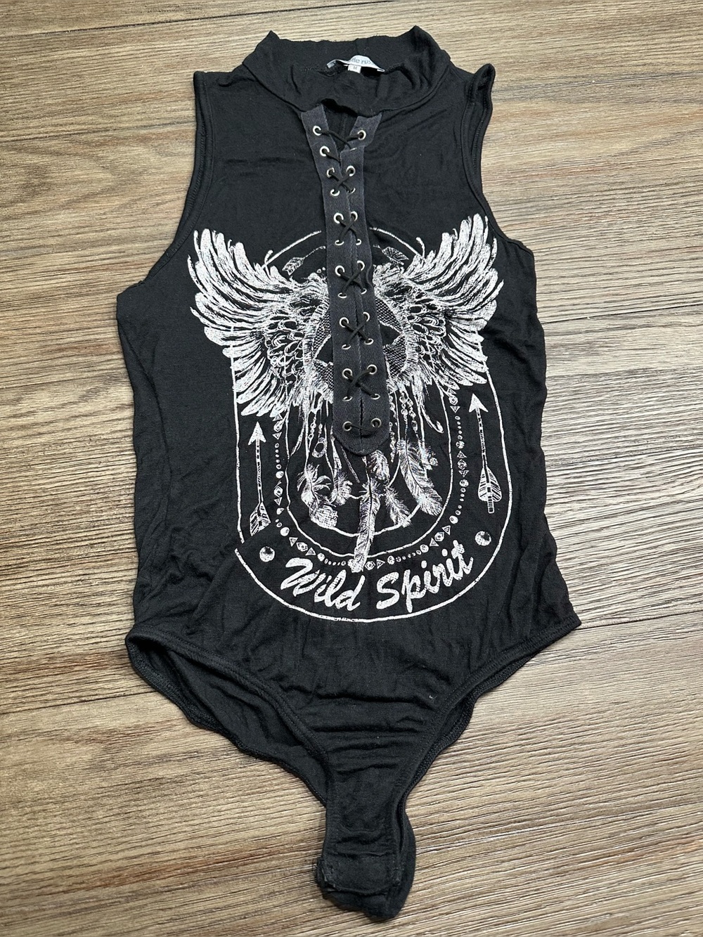 Charlotte Russe Black & White Wild Spirit Bodysuit - Size M